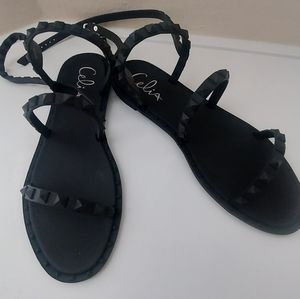 Black Studded Sandals